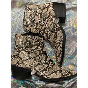 Snake print booties